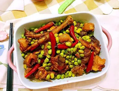 "Chicken with beans."