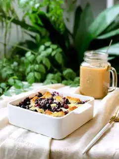 Blueberry toast pudding