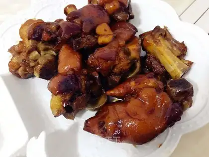 Red burning pig hoof