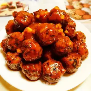 Cheese juice and fish balls