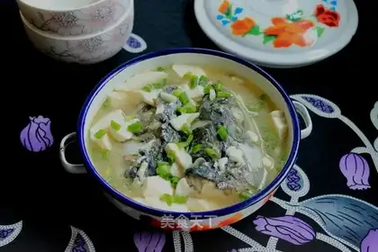 Blue fish tofu soup
