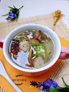 Golden pins and mushrooms