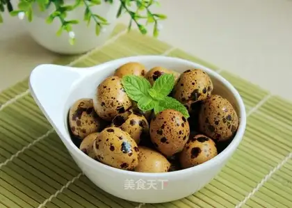 Five quail eggs