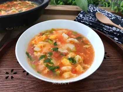 Tomato egg oak soup