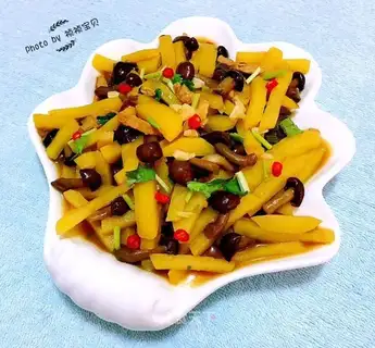 Sliding mushrooms burning potatoes