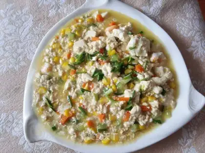 Five-colour shrimp tofu