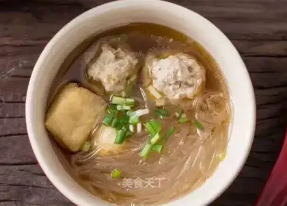 Meatball oil tofu fan soup