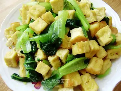 Braised rapeseed with tofu