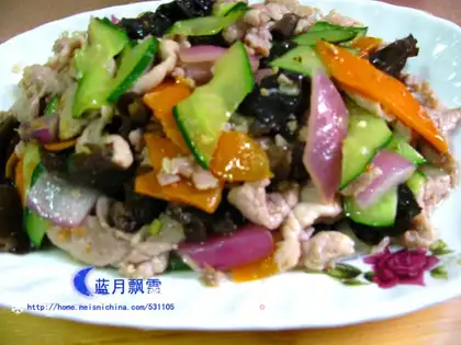 Three-colored stir-fried pork