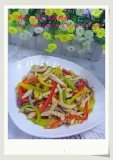 Colorful chicken fillets with abalone sauce