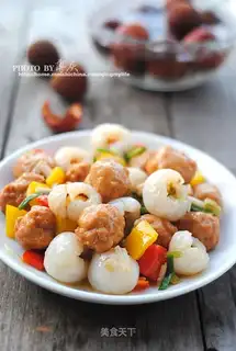 Lychee chicken balls