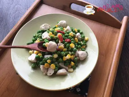 Blue bean corn fried fishballs