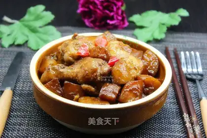Soy chicken root potatoes
