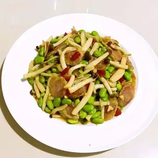 Frozen beans and sausages