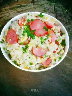 Red sausage egg fried rice