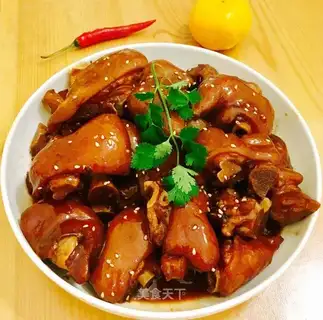 Red burning pig hoof