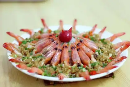 ♪ Flowers with rich garlic shrimp ♪
