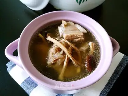 Tea, mushroom, bone soup