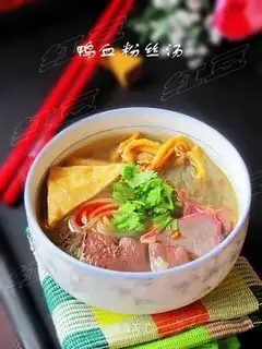 duck blood noodles soup