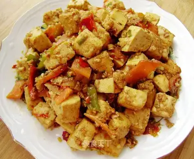 stir-fried tofu with green pepper