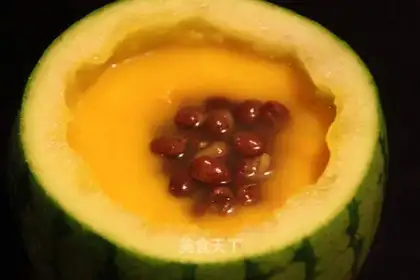 Pumpkin, red bean and watermelon cup