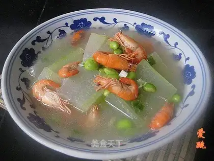 Shrimp and white gourd edamame soup