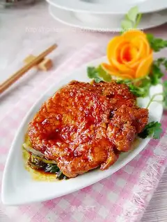 Grilled steak with green onions