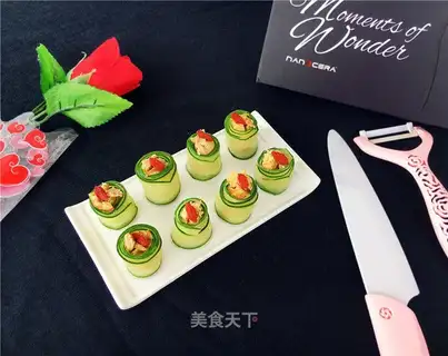 Eggs and cucumber rolls