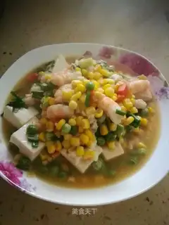 Five-colour shrimp tofu