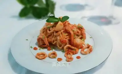 Seafood angel pasta