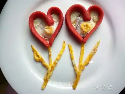 Ham heart and eggs