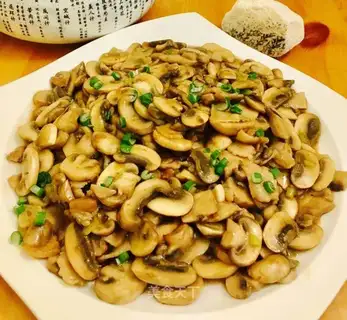 Two mushrooms and five flowers