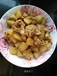 Chicken leg stew potato mushrooms