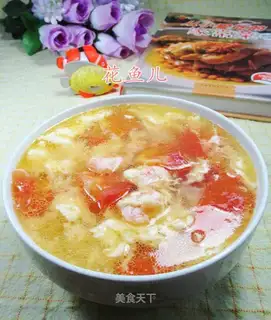 Egg tomato shrimp soup