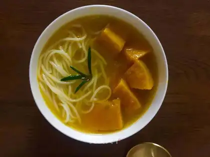 Pumpkin chicken noodles