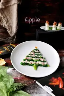 A funny Christmas tree snowman's meal