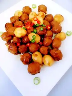Red meat round quail eggs
