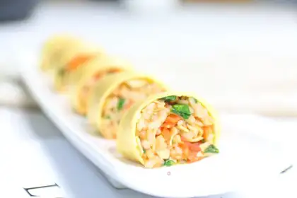 Rice and egg rolls