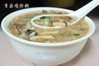 Mushroom and chicken gizzards porridge