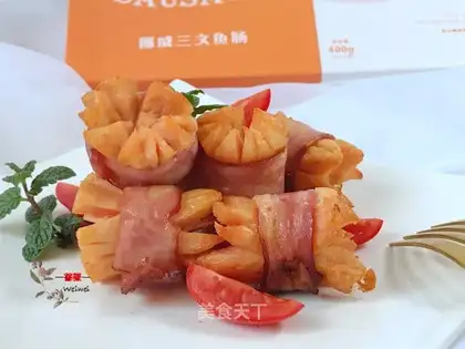 Bacon rollerfish sausage
