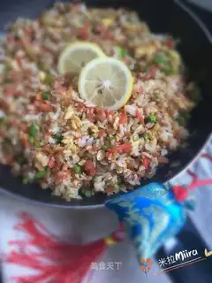 Red sausage fried rice