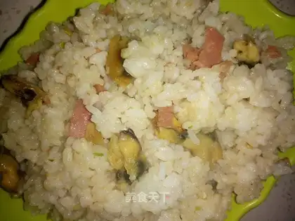 Scrambled bacon fried rice