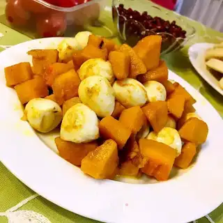 Pumpkin with quail eggs