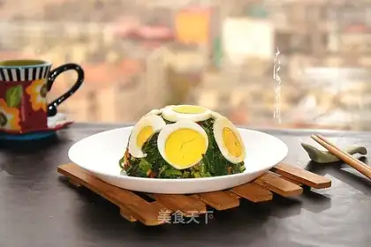 mahjong spinach mixed eggs