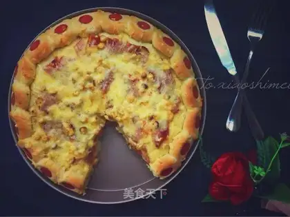 Homemade corn bacon pizza
