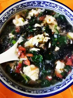 Purple egg soup