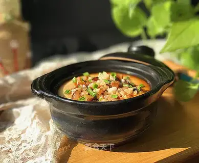 Shrimp meat mushroom steamed eggs