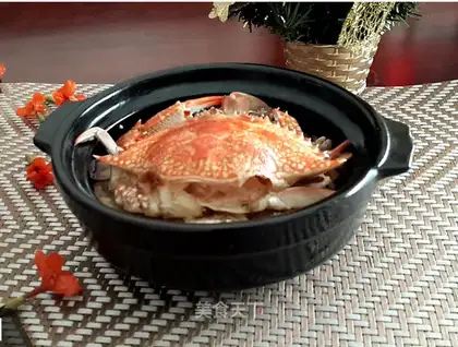 Crabs steaming rice