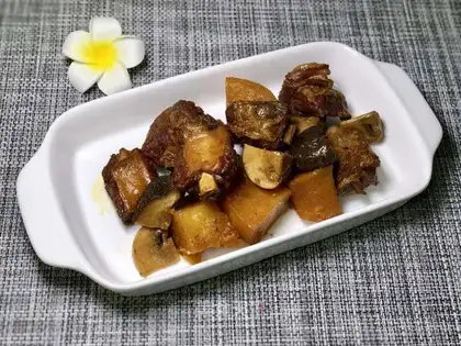Potato mushrooms burn ribs