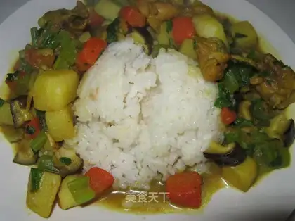 Curried potato chicken rice